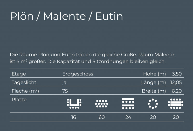 Übersicht Tagungsräume Plön Malente Eutin, Etage, Tageslicht, Fläche, Bestuhlung