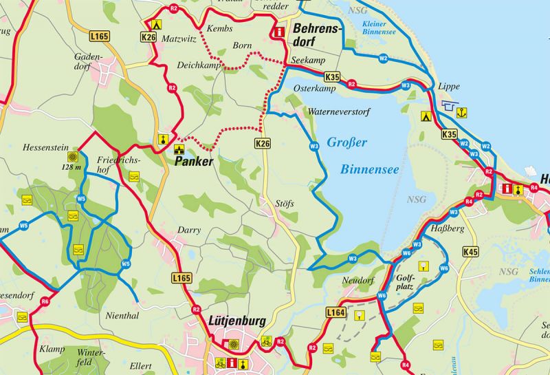 Radfahren Hotel Hohe Wacht, Kartenausschnitt Radroute R2 an der Howachter Bucht
