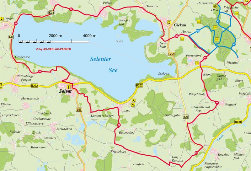 Radfahren Hotel Hohe Wacht, Kartenausschnitt Radroute R6 an der Howachter Bucht